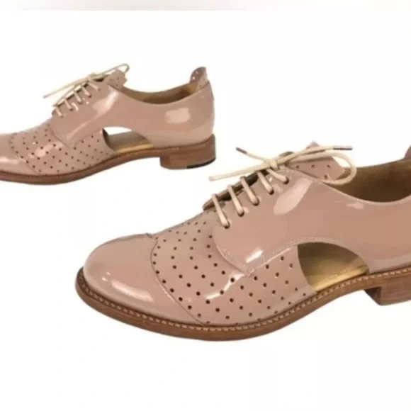 Office of Angela Scott pink/ Tan Brogue patent leather Shoes 41 - Picture 1 of 7